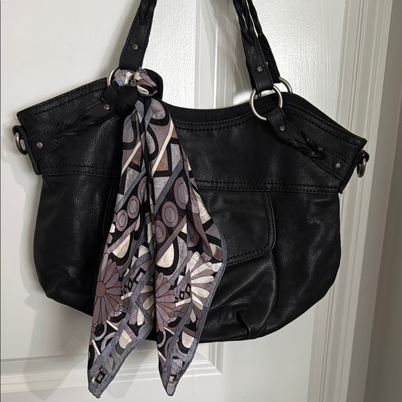 The Sak Black Shoulder Bag with Stylish Scarf - Picture 1 of 12